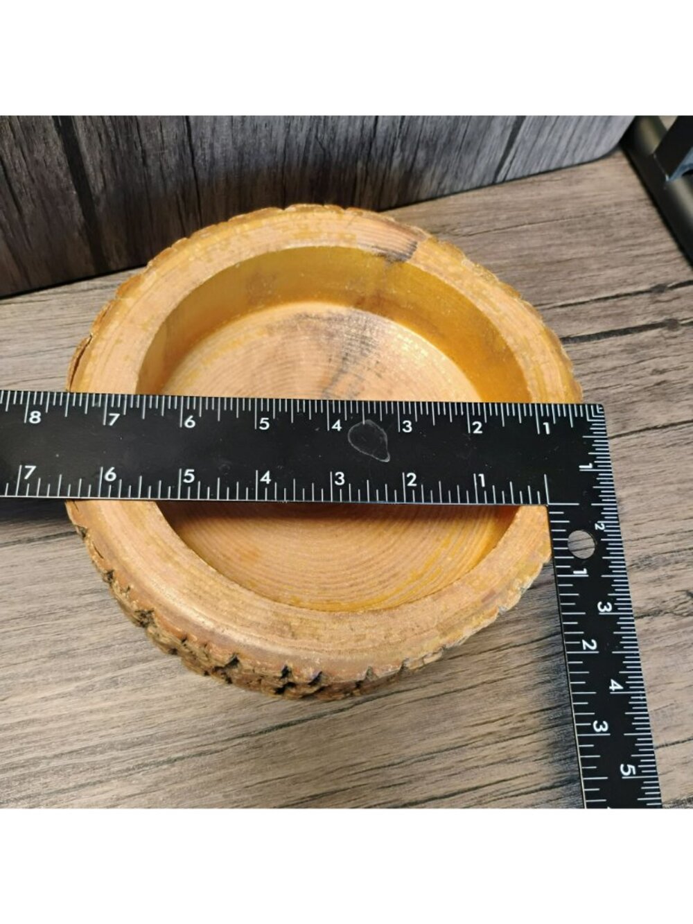 Vintage 1950s Tree Bark Nut Bowl w Silver Nutcracker & 6 Picks, Rustic Wooden - Picture 5 of 11